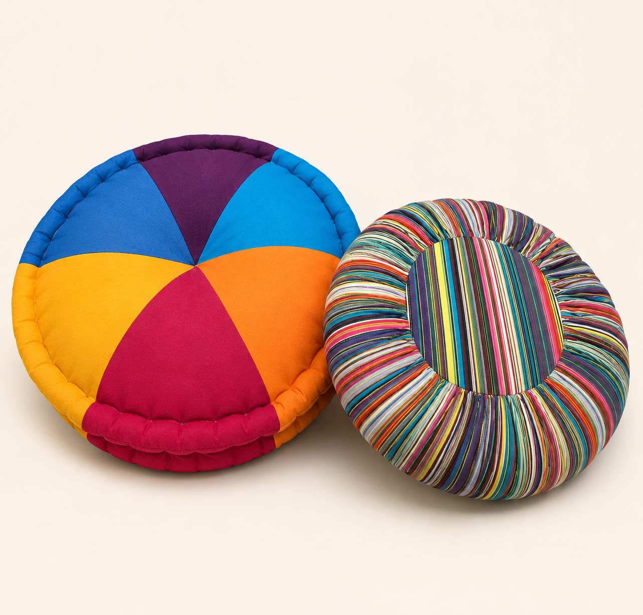 Vibrant Round Cushion Set – Multicolor Designer Floor Cushions