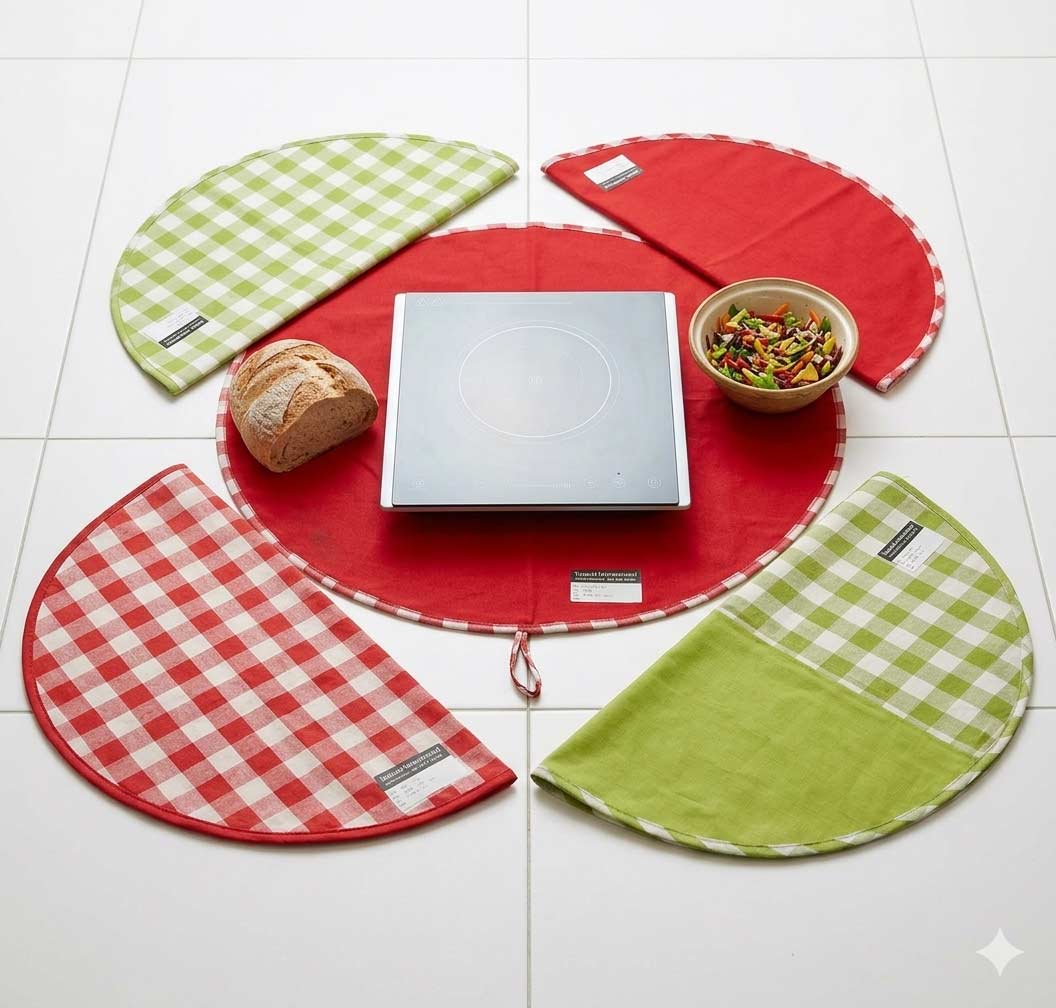 Charming Gingham & Solid Reversible Round Placemat Set