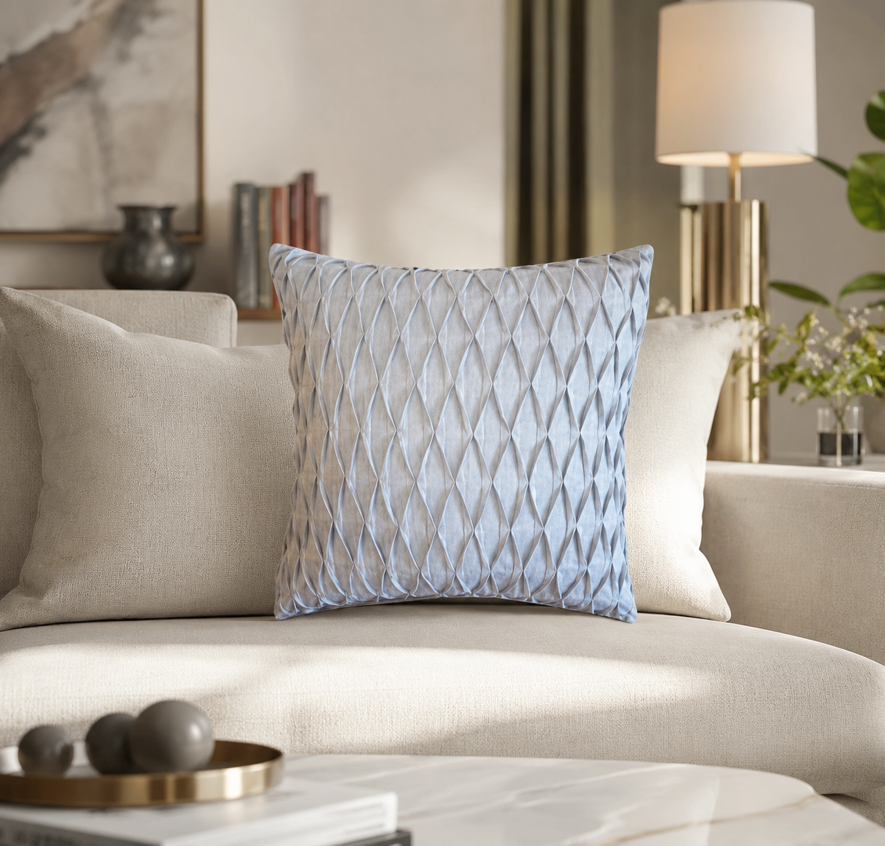 Silver Luxe Diamond Cushion