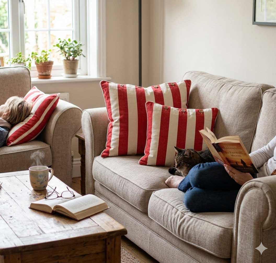 Classic Red & White Striped Cotton Cushion Covers