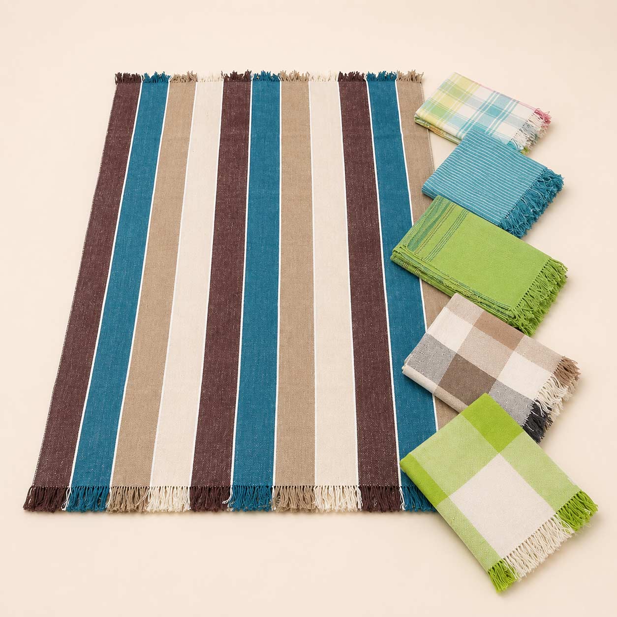 Coastal Stripe Handwoven Rug & Cushion Collection