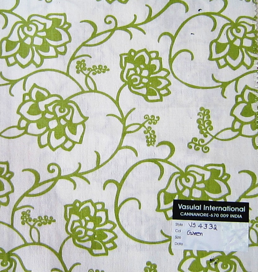 Elegant Green Floral Vine Curtain Fabric