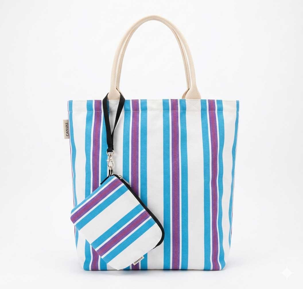 Backgammon Striped Canvas Tote